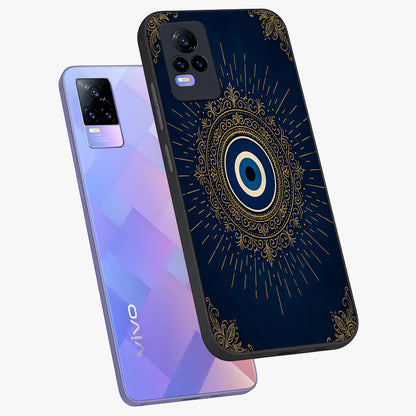 Golden Celestial Charm Glass Case displayed in angled mockup highlighting sparkling cosmic charm design with celestial aesthetic.