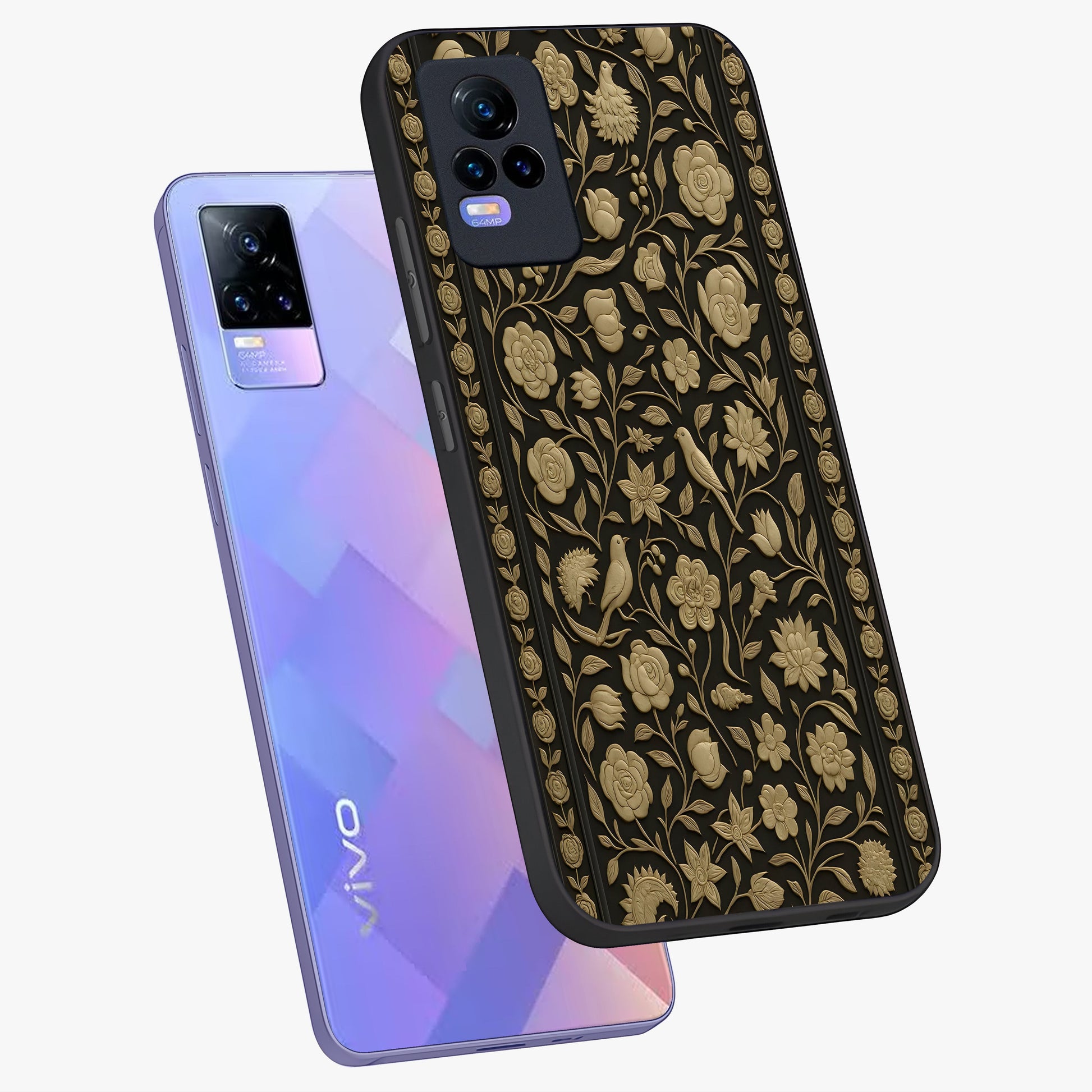 Golden Evil Eye Mandala Glass Case displayed in angled mockup highlighting protective evil eye symbol with golden mandala design.