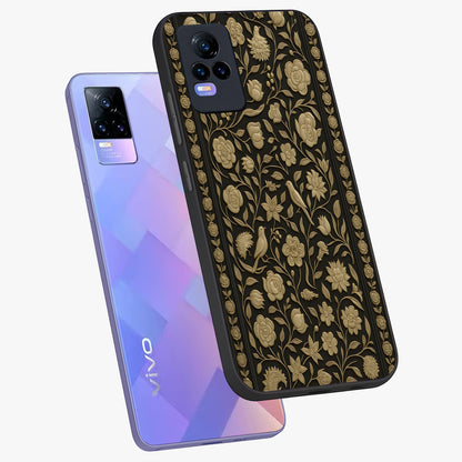 Golden Evil Eye Mandala Glass Case displayed in angled mockup highlighting protective evil eye symbol with golden mandala design.