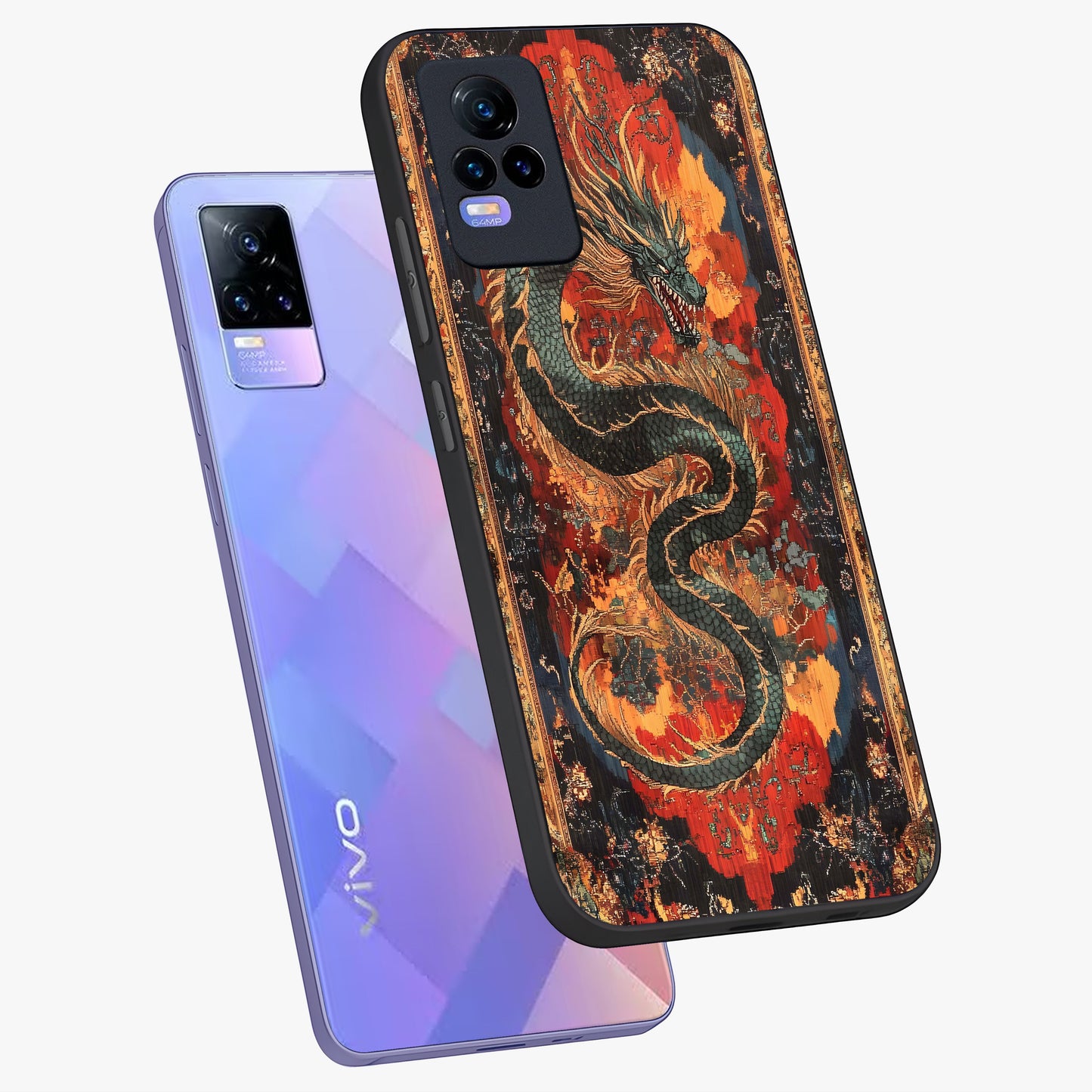 Inferno Dragon Soul Glass Case displayed in angled mockup highlighting powerful dragon illustration with inferno aesthetic.