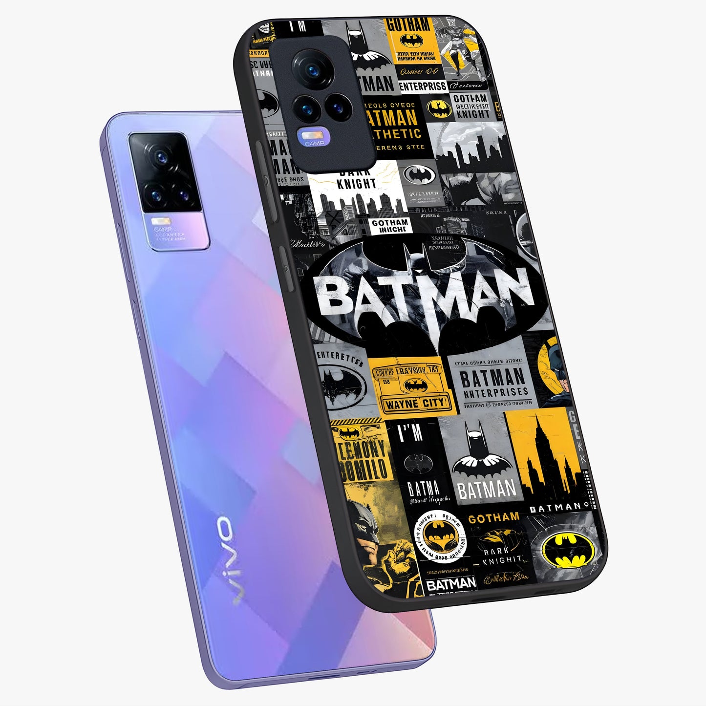 Knight Gotham Rise Glass Case displayed in angled mockup highlighting powerful knight silhouette design with dramatic aesthetic.