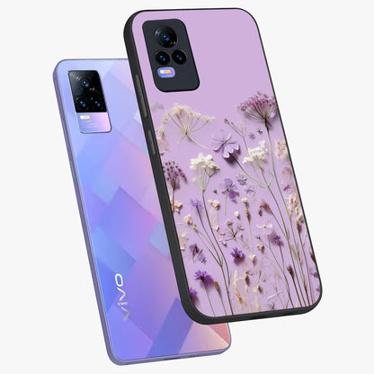 Lavender Blossom Dream Glass Case displayed in angled mockup highlighting dreamy lavender flower design with calming aesthetic style.
