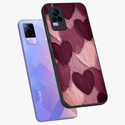 Layered Paper Hearts Glass Case displayed in angled mockup highlighting creative paper craft heart design with romantic aesthetic.