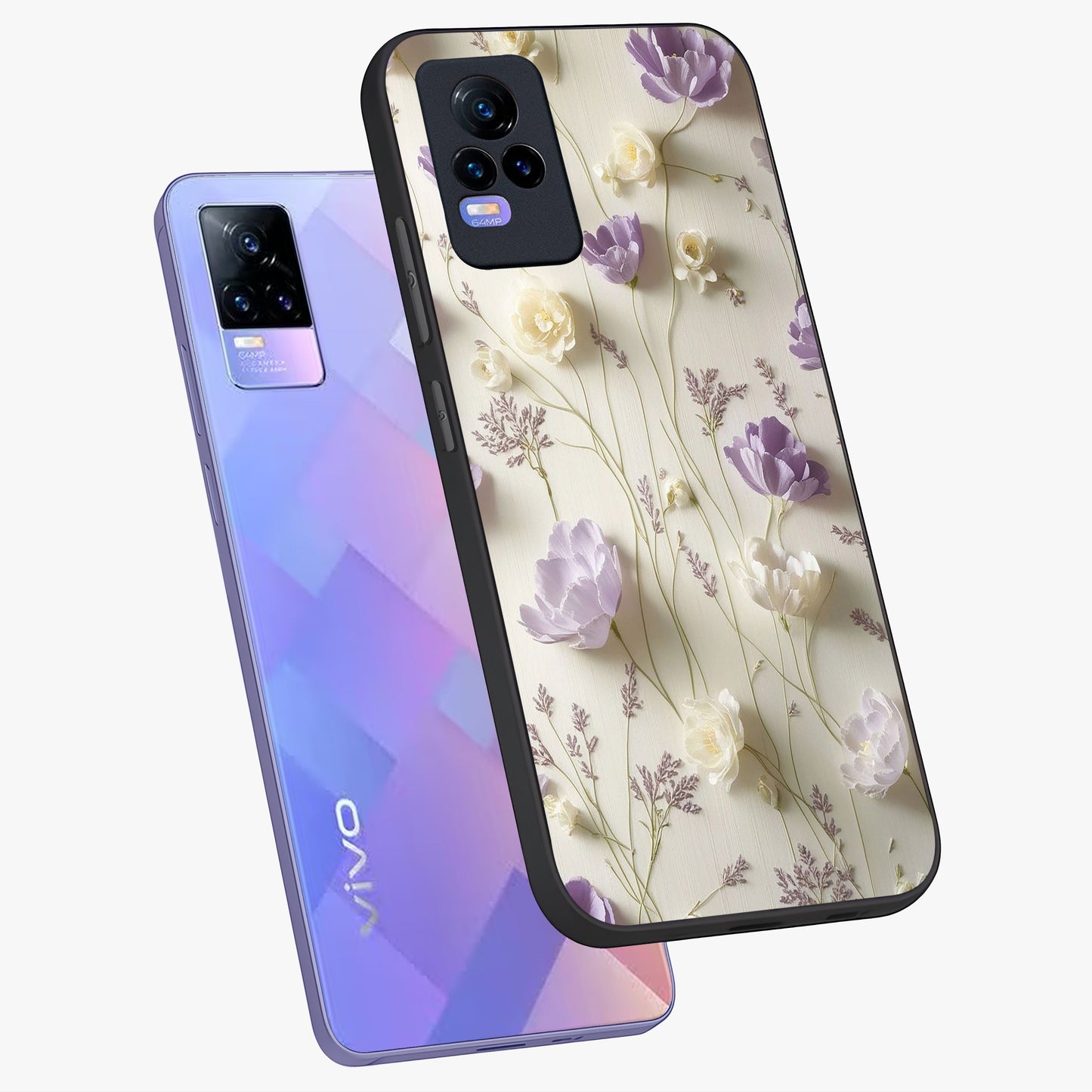 Lilac Breeze Harmony Glass Case displayed in angled mockup highlighting calm lilac breeze design with soothing aesthetic style.