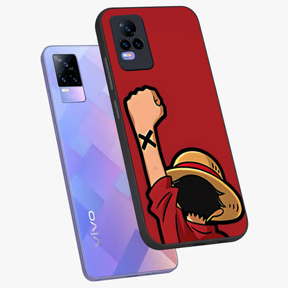 Luffy X Spirit Glass Case displayed in angled mockup highlighting powerful anime design with energetic action aesthetic.