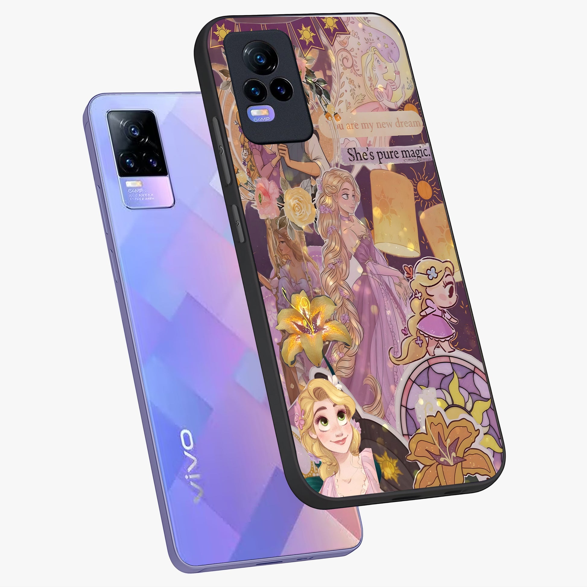 Magical Tangled Dream Glass Case displayed in angled mockup highlighting whimsical fantasy design with magical aesthetic.