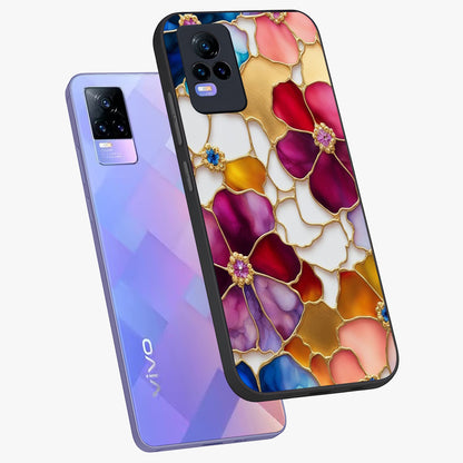 Marble Flower Pattern Glass Case displayed in angled mockup highlighting elegant marble floral design with modern aesthetic.