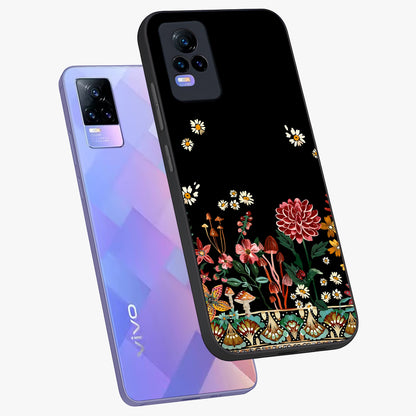 Midnight Bloom Pattern Glass Case displayed in angled mockup highlighting elegant flower design with midnight aesthetic style.