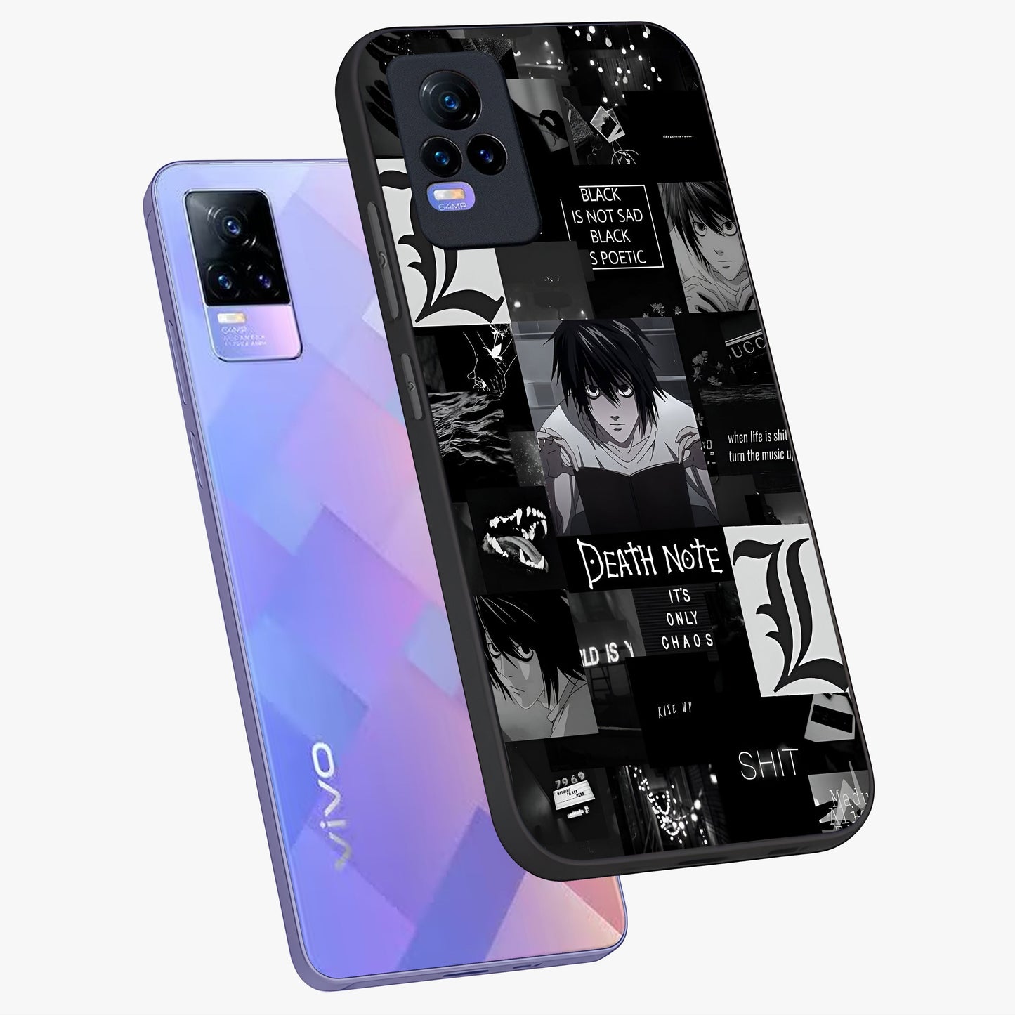 Midnight Chaos Mind Glass Case displayed in angled mockup highlighting chaotic artistic design with dramatic midnight aesthetic.