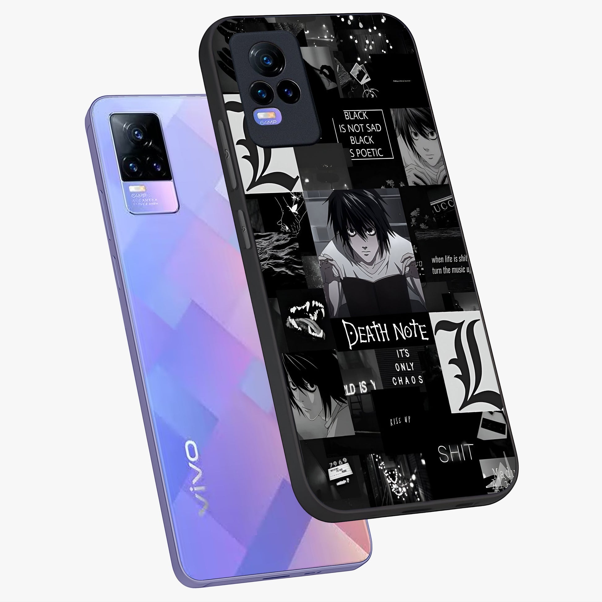 Midnight Chaos Mind Glass Case displayed in angled mockup highlighting chaotic artistic design with dramatic midnight aesthetic.