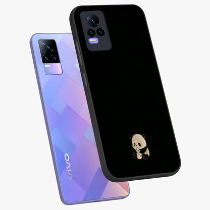 Midnight Panda Love Glass Case displayed in angled mockup highlighting adorable panda illustration with midnight aesthetic.