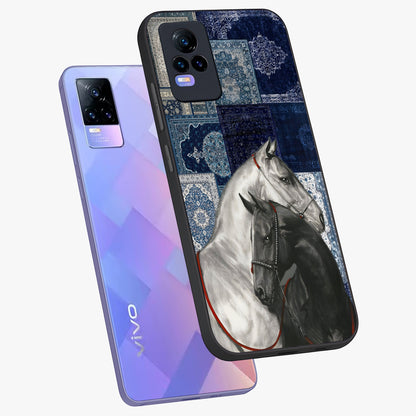 Midnight Stallion Blues Glass Case displayed in angled mockup highlighting powerful stallion illustration with deep midnight tones.