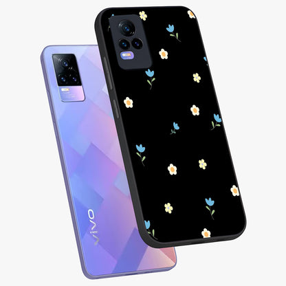 Minimal Petal Whispers Glass Case displayed in angled mockup highlighting delicate petal design with clean minimal aesthetic.