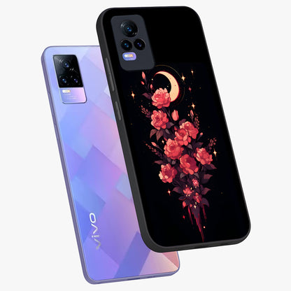 Moonlit Floral Elegance Glass Case displayed in angled mockup highlighting graceful flower design with soft moonlight aesthetic.