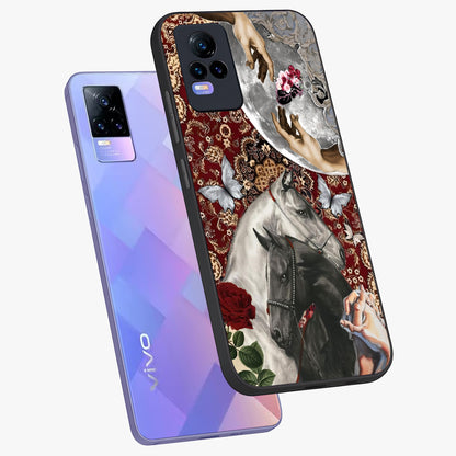 Moonlit Royal Stallion Glass Case displayed in angled mockup highlighting powerful stallion illustration with royal night aesthetic.