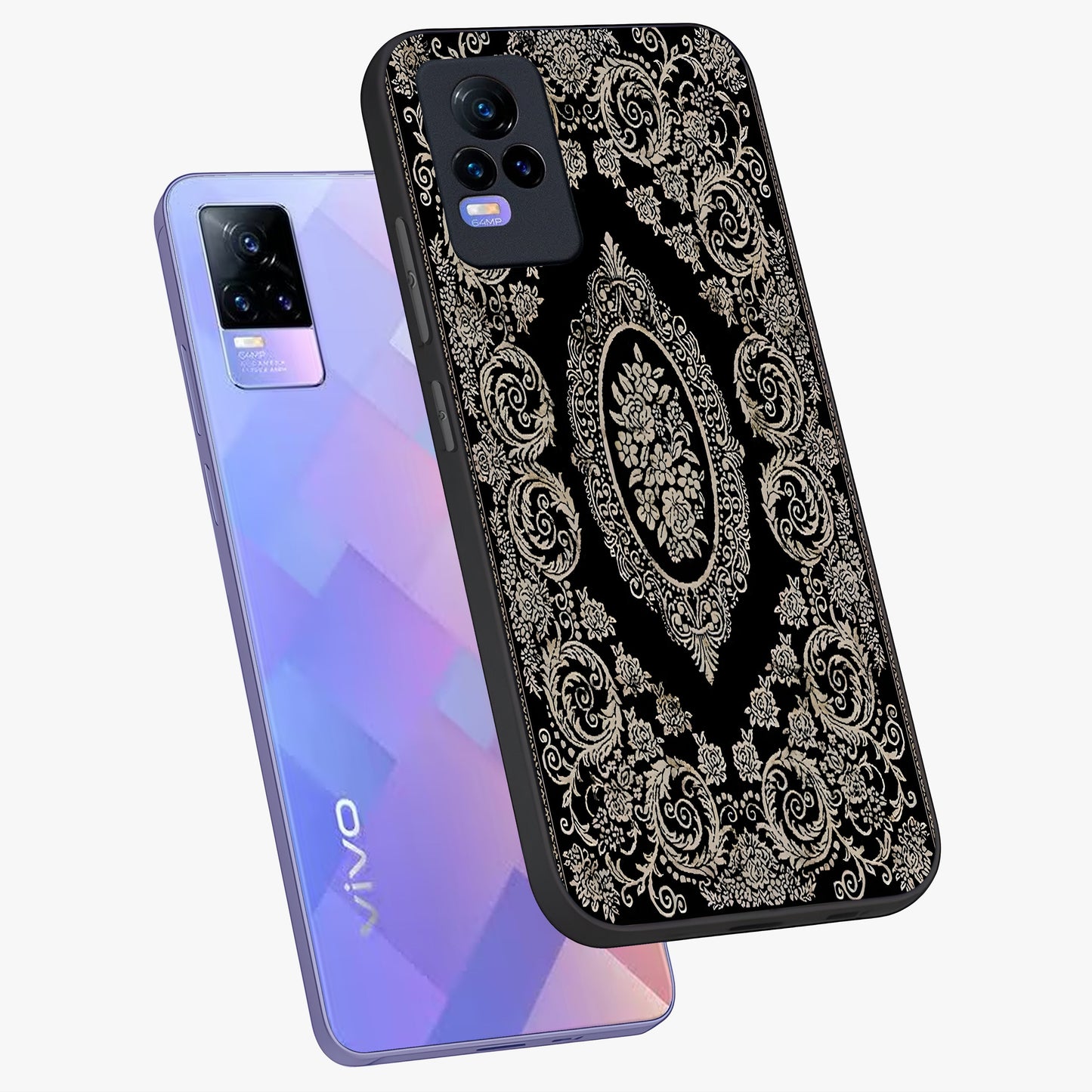 Noir Bloom Elegance Glass Case displayed in angled mockup highlighting refined flower design with stylish noir aesthetic.