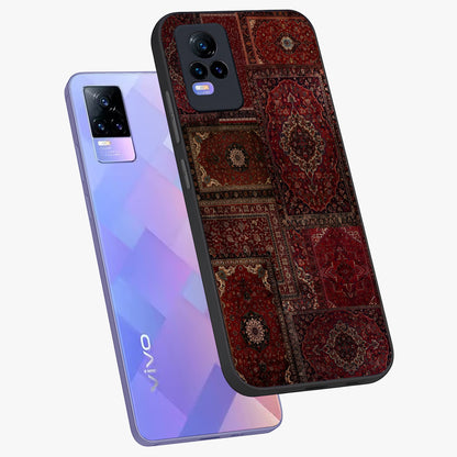Persian Velvet Tale Glass Case displayed in angled mockup highlighting ornate textile inspired design with royal aesthetic.