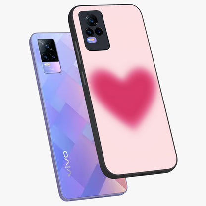 Pink Aura Heart Glass Case displayed in angled mockup highlighting vibrant pink heart design with dreamy aura aesthetic.
