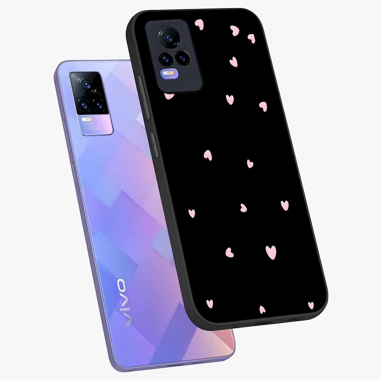 Pink Love Drops Glass Case displayed in angled mockup highlighting cute love drop design with vibrant pink aesthetic.
