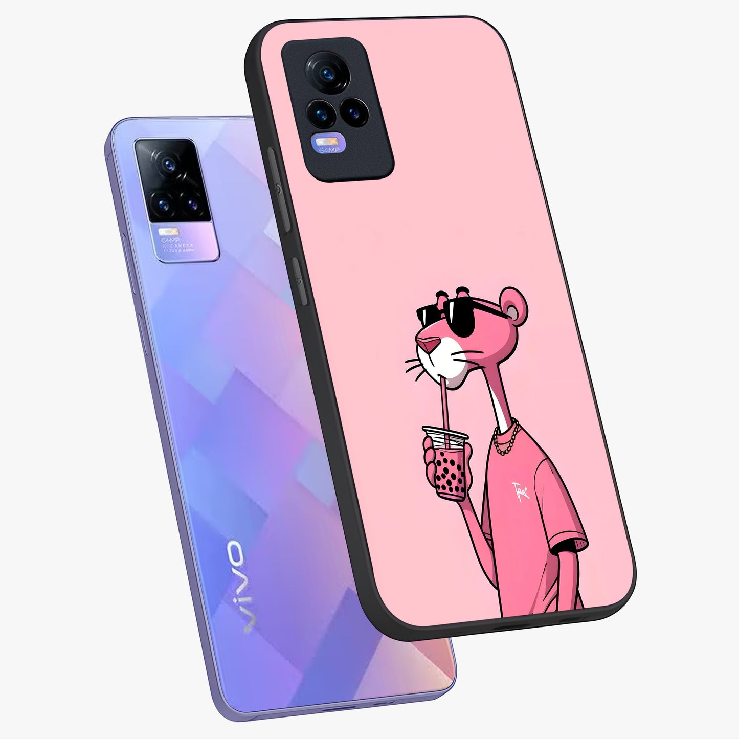 Pink Panther Glass Case displayed in angled mockup highlighting playful cartoon character design with vibrant pink aesthetic.