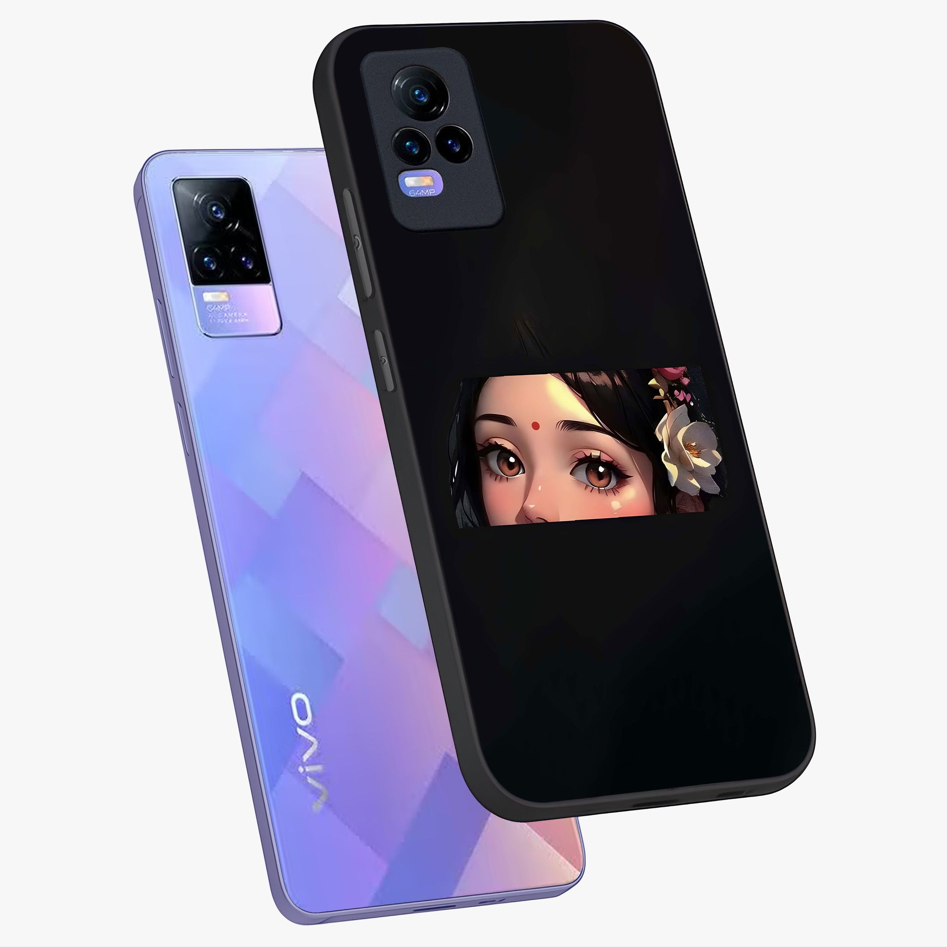 Radha Divine Embrace Glass Case displayed in angled mockup highlighting graceful spiritual illustration with divine aesthetic.