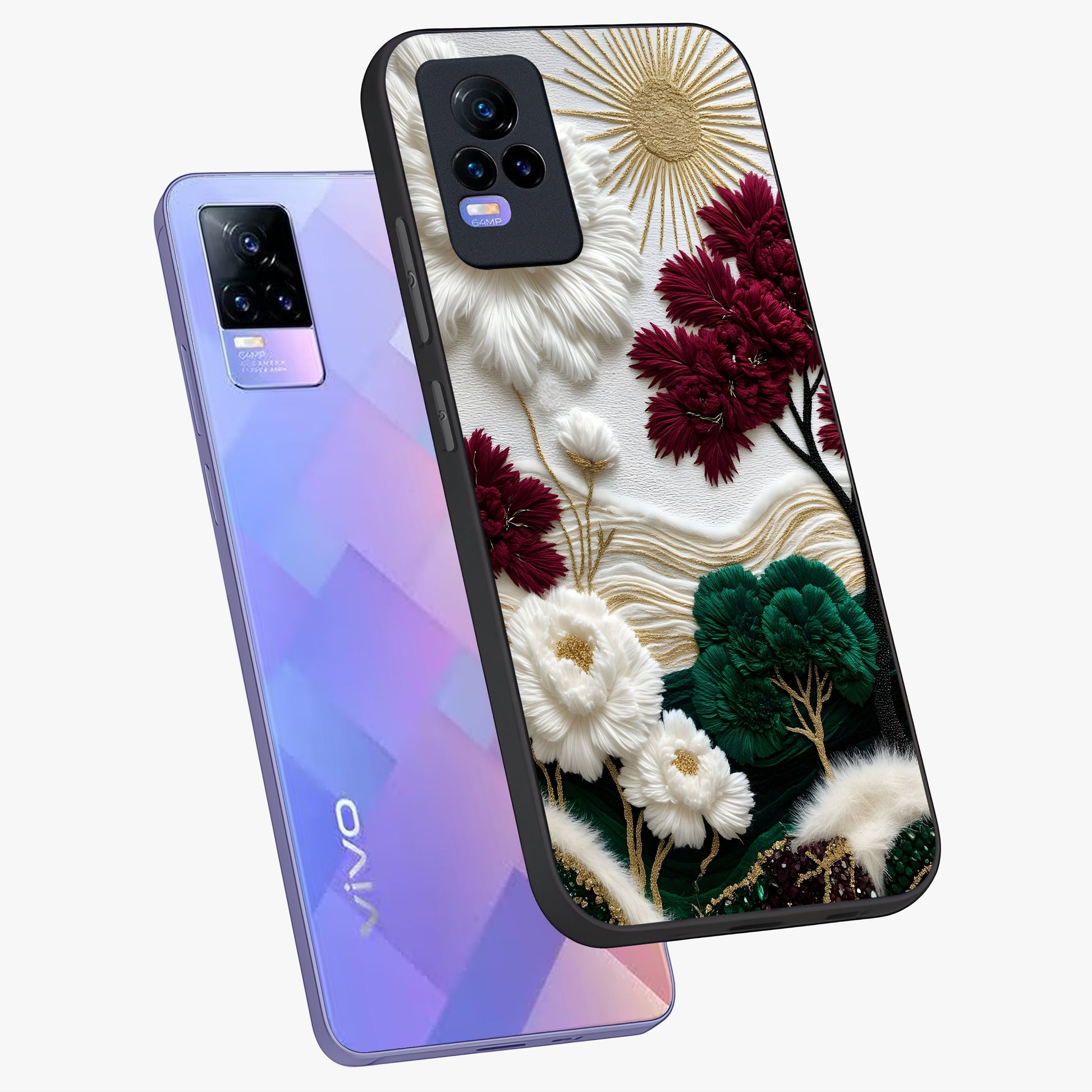 Radiant Bloom Elegance Glass Case displayed in angled mockup highlighting graceful floral design with radiant aesthetic style.