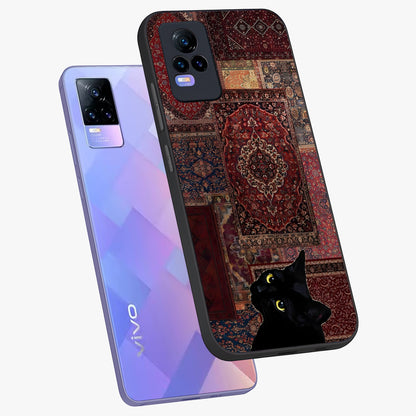 Regal Magic Cat Apple Glass Case displayed in angled mockup highlighting whimsical feline design with fantasy aesthetic.