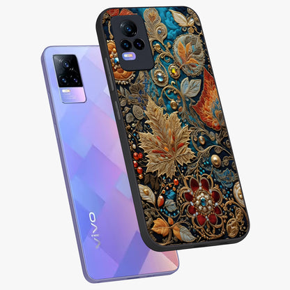 Royal Jewel Garden Glass Case displayed in angled mockup highlighting vibrant jewel inspired floral design with elegant aesthetic.