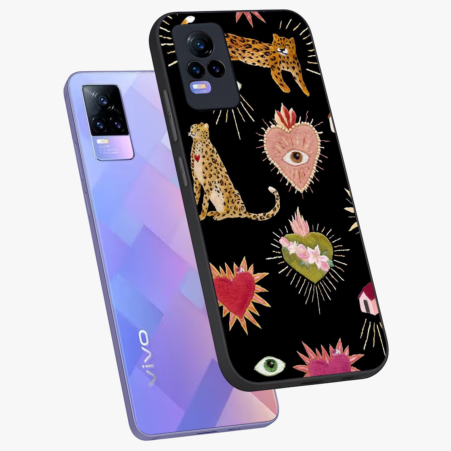 Sacred Jungle Heart Glass Case displayed in angled mockup highlighting lush tropical design with natural aesthetic style.