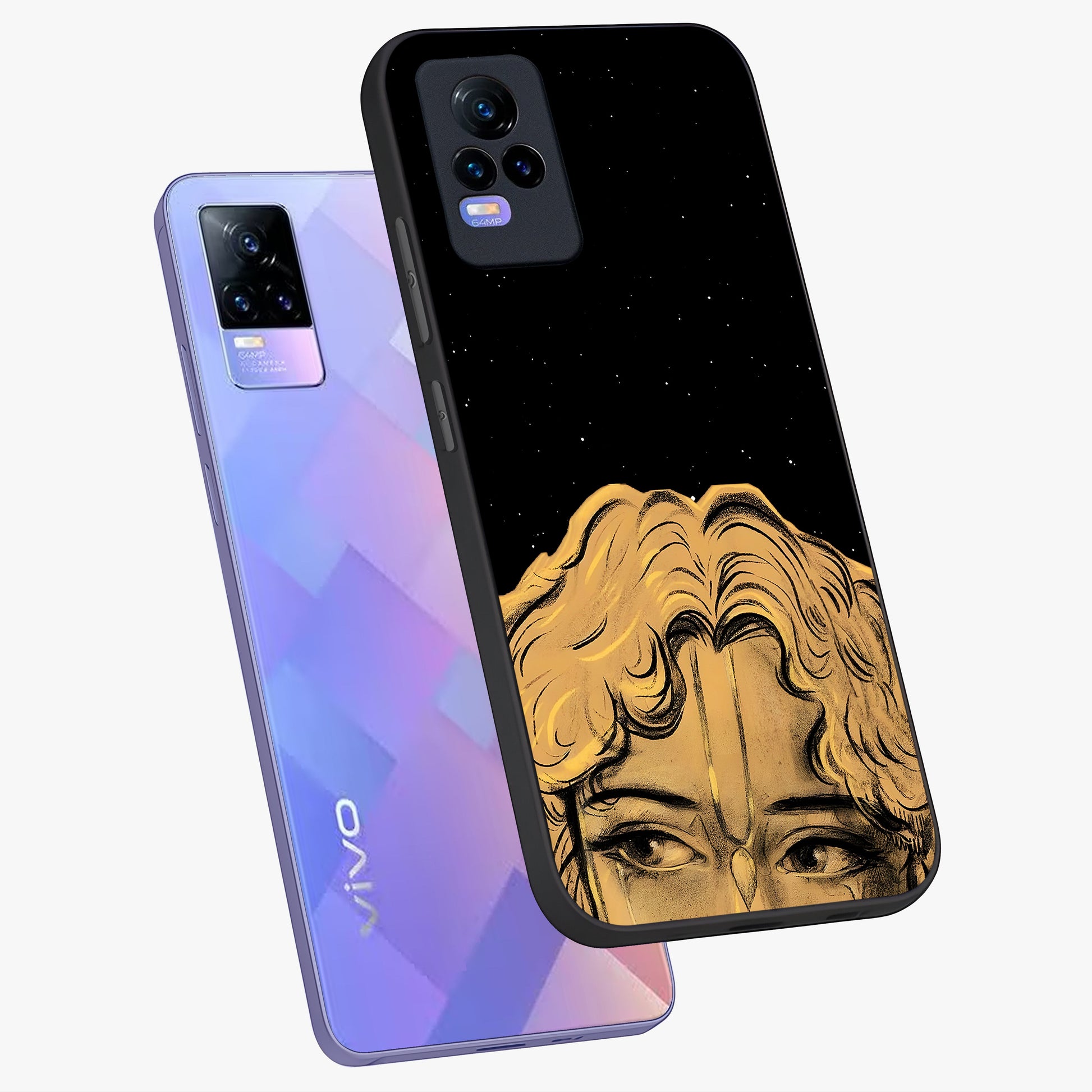 Shri Krishna Art Glass Case displayed in angled mockup highlighting spiritual Krishna illustration with divine aesthetic.