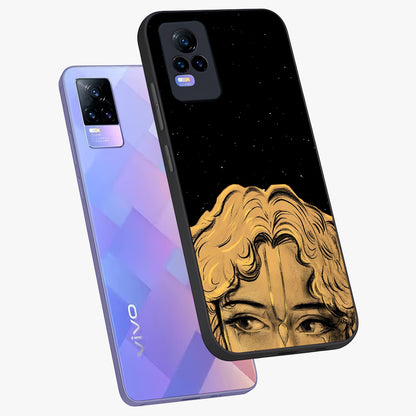 Shri Krishna Art Glass Case displayed in angled mockup highlighting spiritual Krishna illustration with divine aesthetic.