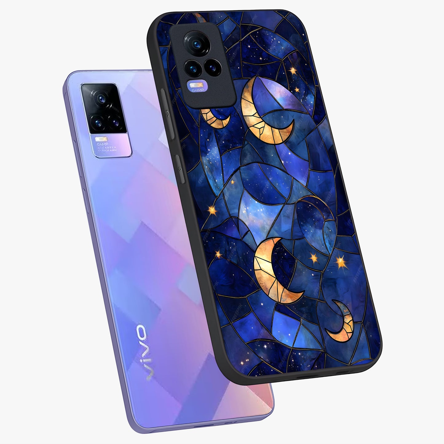 Starlit Sky Tapestry Glass Case displayed in angled mockup highlighting celestial night pattern with artistic aesthetic style.