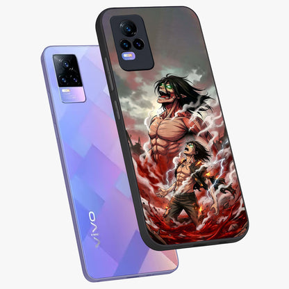 Titan Awakening Fury Glass Case displayed in angled mockup highlighting dramatic giant warrior design with bold anime aesthetic.