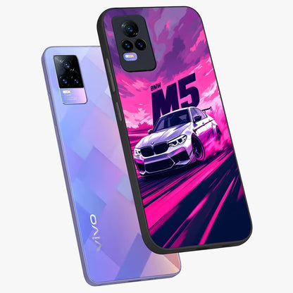 Velocity Drift Pulse Glass Case displayed in angled mockup highlighting dynamic drift design with sporty automotive aesthetic.