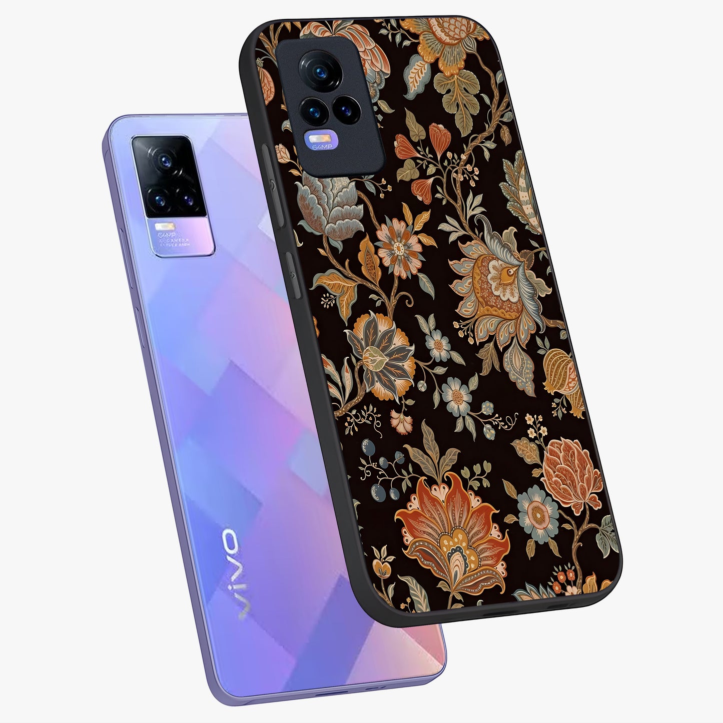 Vintage Floral Dream Glass Case displayed in angled mockup highlighting elegant vintage flower design with soft aesthetic style.