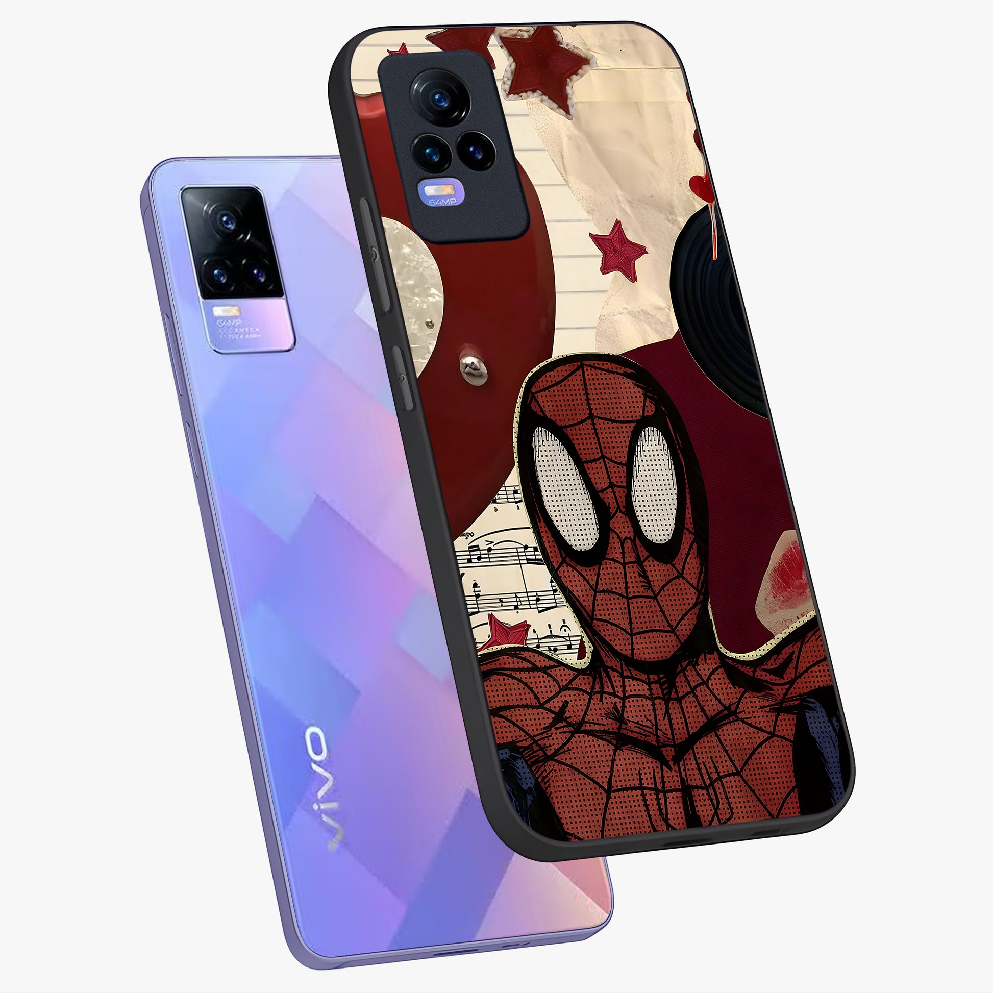 Web Warrior Vibes Glass Case displayed in angled mockup highlighting dynamic web design with comic style aesthetic.