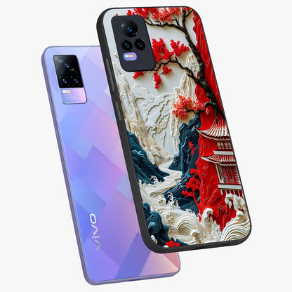 Whispers Of Sakura Waves Glass Case displayed in angled mockup highlighting flowing sakura design with soft floral aesthetic.