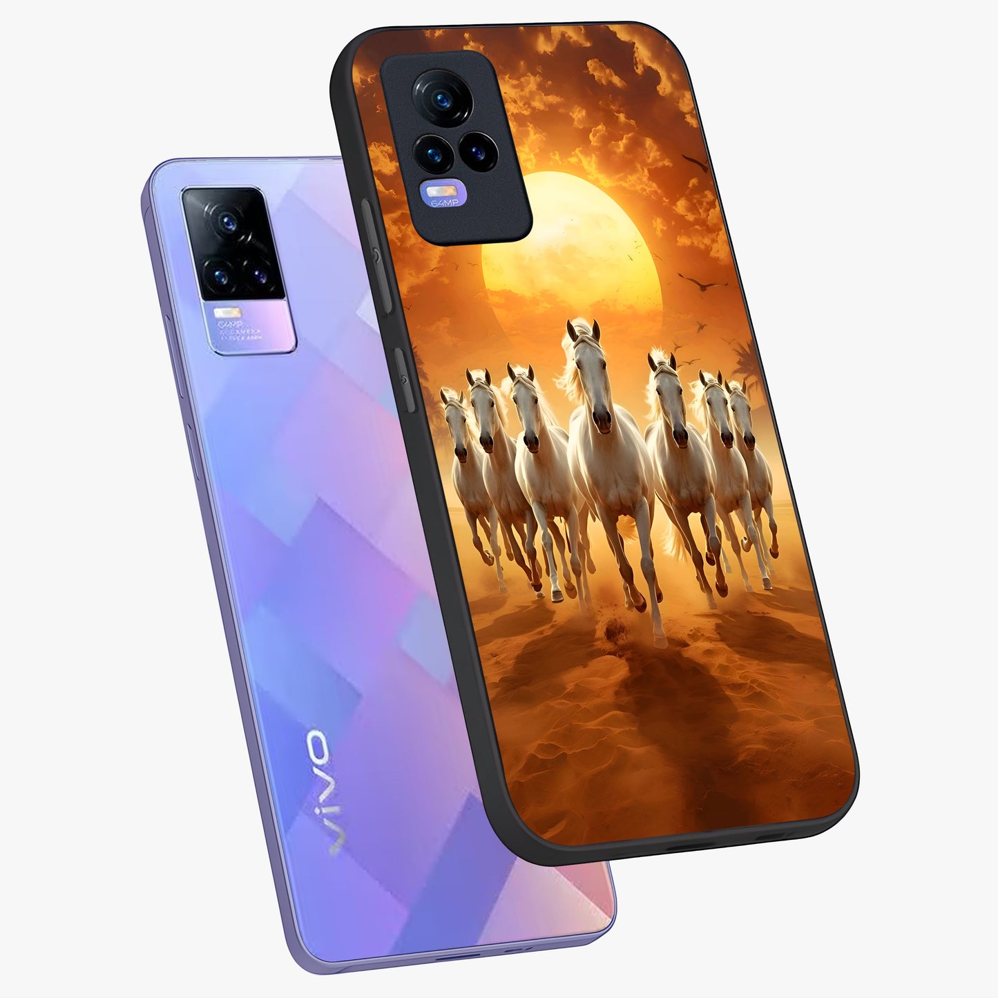 Wild Sunset Majesty Glass Case displayed in angled mockup highlighting vibrant sunset sky design with scenic aesthetic.