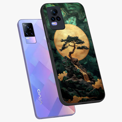 Zen Moon Rise Glass Case displayed in angled mockup highlighting peaceful lunar design with zen aesthetic style.
