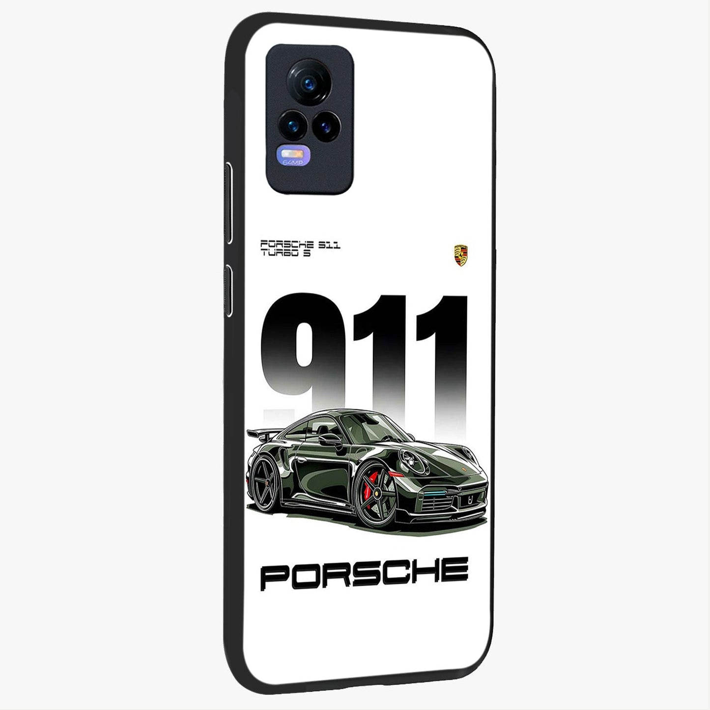 911 Turbo Dominance Glass Case upright perspective showcasing powerful racing design and modern automotive aesthetic.