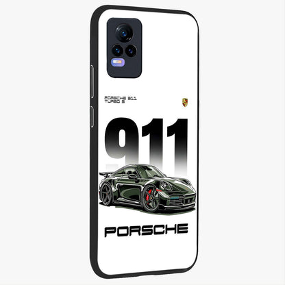 911 Turbo Dominance Glass Case upright perspective showcasing powerful racing design and modern automotive aesthetic.