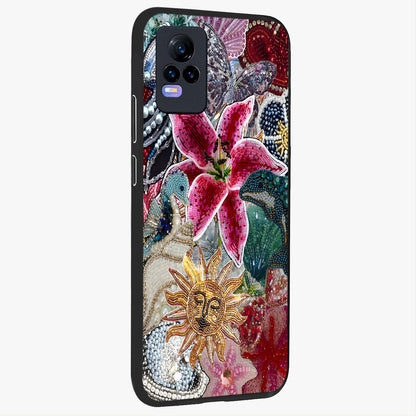 Beaded Garden Fantasy Glass Case upright view showcasing whimsical garden aesthetic with artistic bead details.