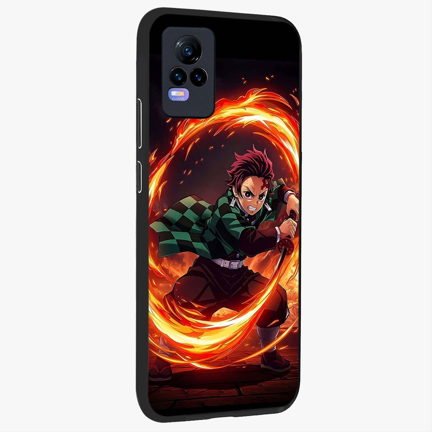 Blazing Sword Resolve Glass Case upright view showcasing dramatic warrior inspired artwork with intense visual style.