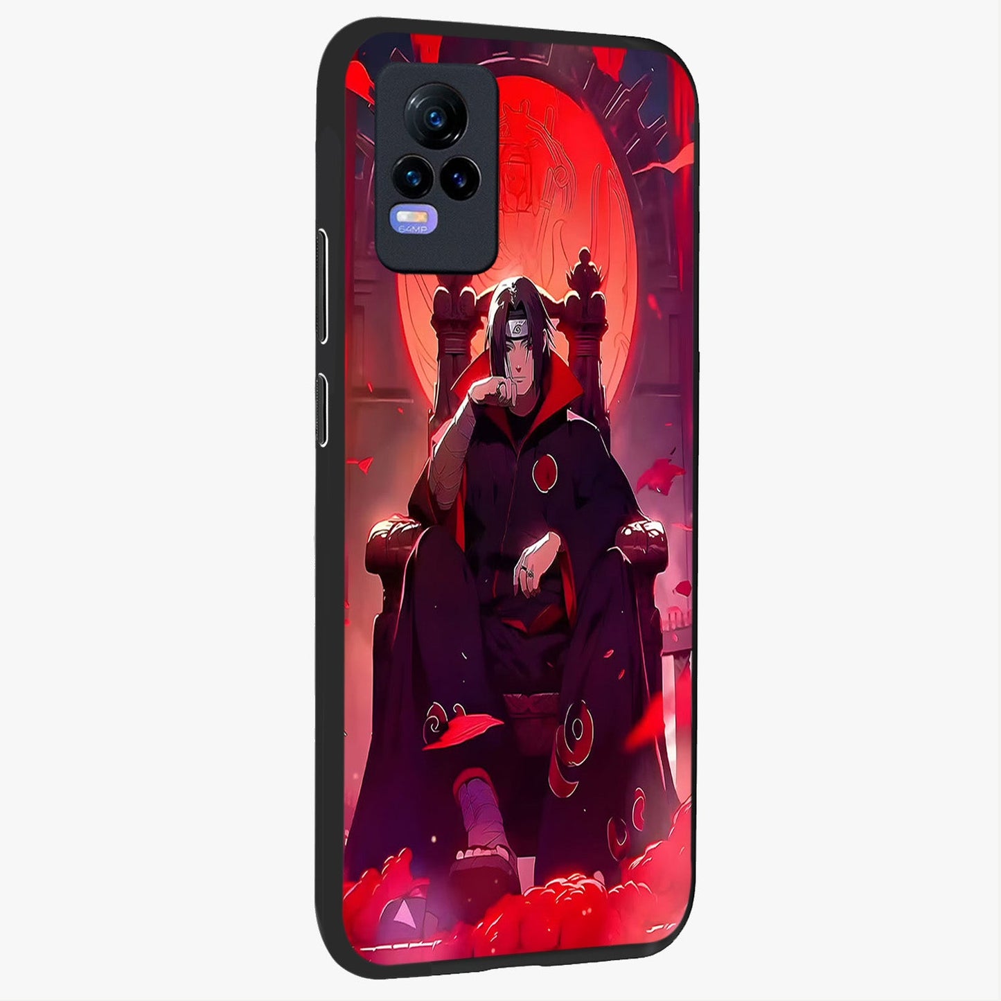 Blood Moon Sovereign Glass Case upright view showcasing powerful moon inspired artwork with cosmic aesthetic style.