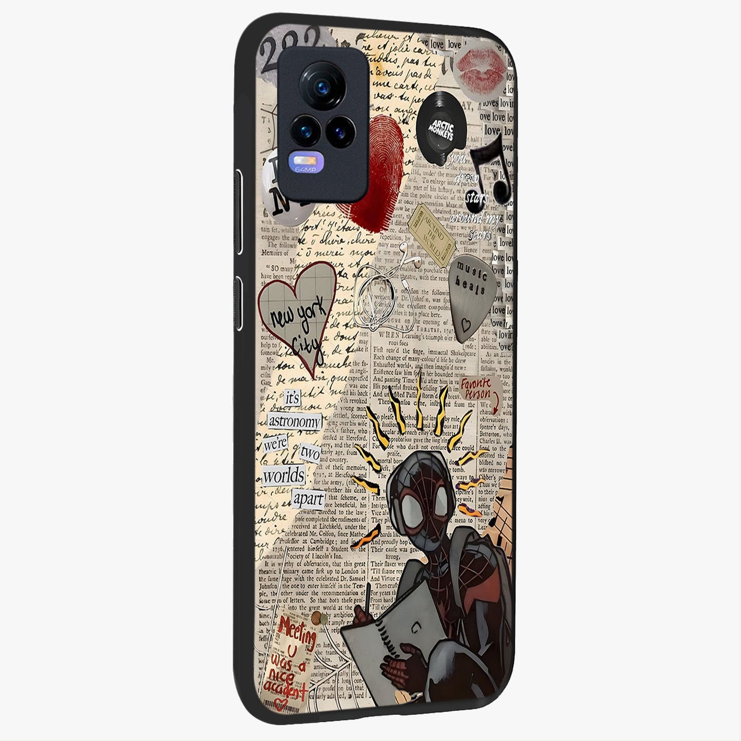 City Dream Sketch Glass Case upright view showcasing urban skyline artwork with stylish hand drawn design.