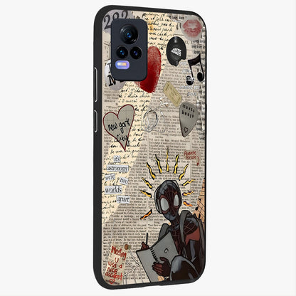 City Dream Sketch Glass Case upright view showcasing urban skyline artwork with stylish hand drawn design.