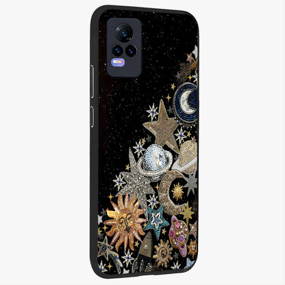 Cosmic Sparkle Dreams Glass Case upright view showcasing glowing cosmic artwork with magical galaxy theme.
