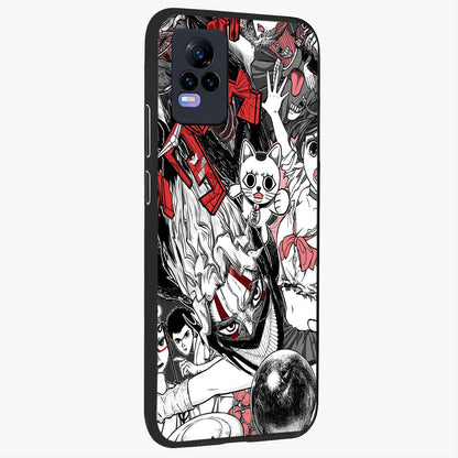 Crimson Chaos Panel Glass Case upright view showcasing intense crimson artwork with dramatic aesthetic style.