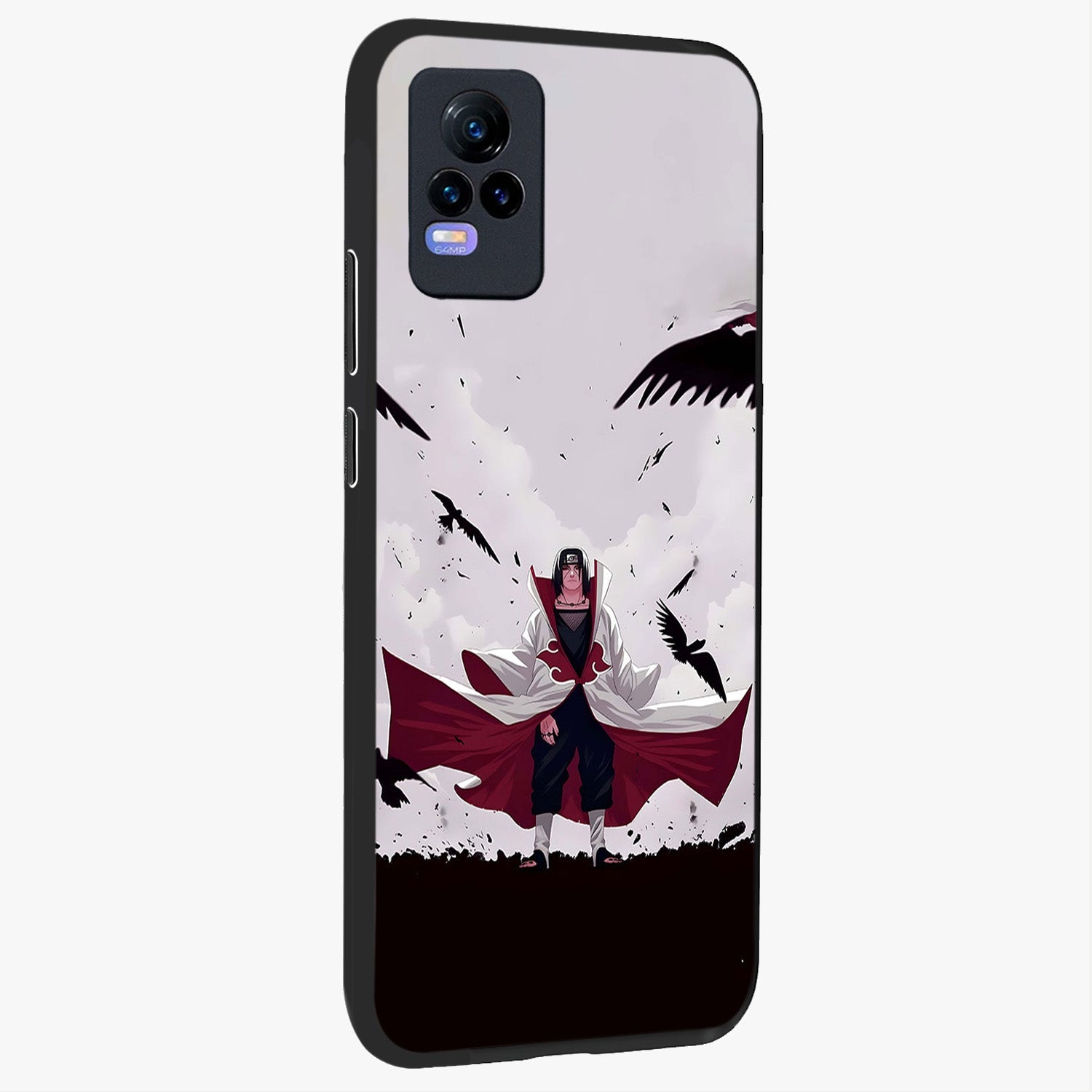Crimson Crow Ascension Glass Case upright view showcasing dramatic crow artwork with bold gothic theme.