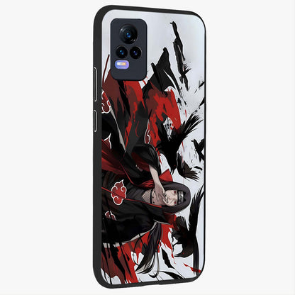 Crimson Crow Illusion Glass Case upright view showcasing striking crow illusion artwork with intense crimson theme.